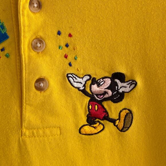 Walt Disney World Mickey Mouse Embroidered Henley Top Medium 4 Theme Park Logos - Picture 5 of 11